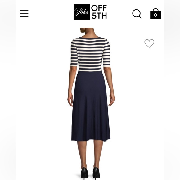 Milly Striped Elbow Sleeve Midi Dress - Picture 2 of 10